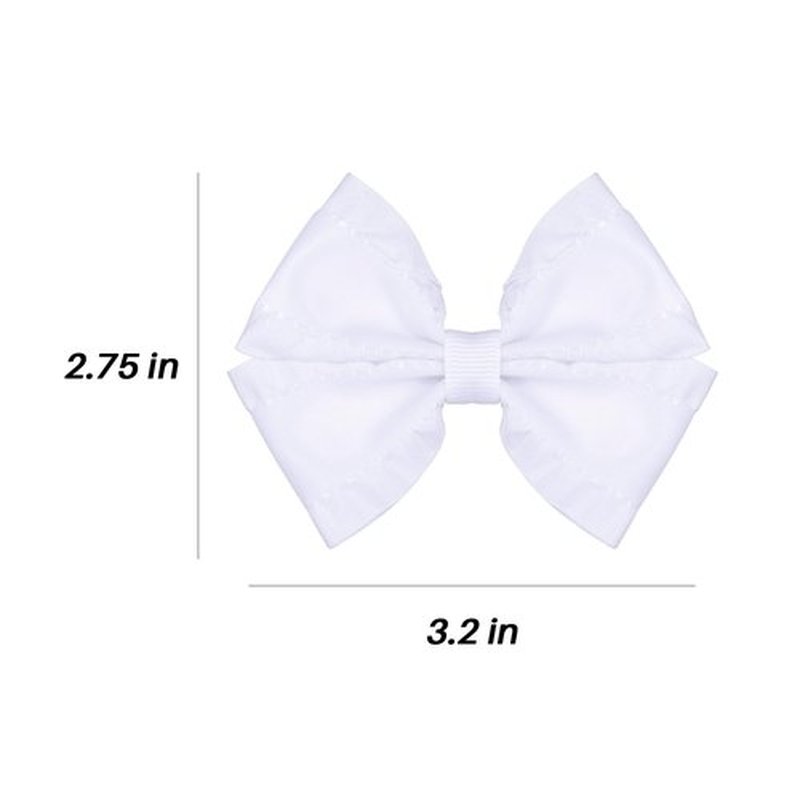 3" Ruffled Ribbon Hair Bows White Small Satin Bow Alligator Clips Barrettes Hairpins Wedding Communion Pageant Party Dress Decor Accessory For Baby Teen Toddler Flower Girls Kids
