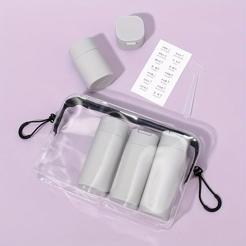 FANPOI 5pcs Travel Cream Dispenser Bottles Set Travel Bottles Toiletry Containers Set, TSA Approved, Travel Essentials (Light Grey)