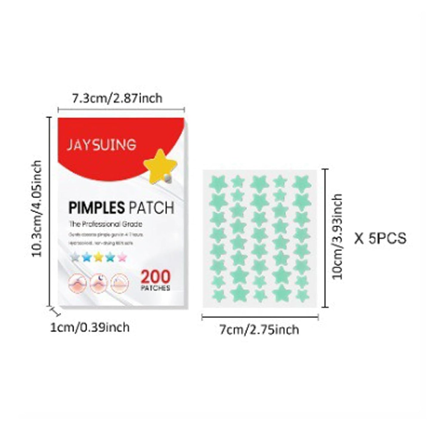 Jowxsx 1 Pack 200 Patches Pimple Patches Star Shaped Hydrocolloid Acne Patches Absorbing Patch Spot Cover Stickers for Face Skin Care Pore Cleansing Strips Treatments and Masks