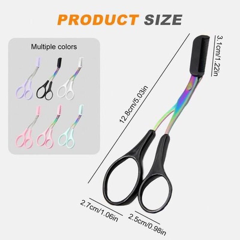 Upgraded Eyebrow Trimmer Scissor, 2024 New 2 in 1 Eyebrow Scissors with Comb, Curved Eye Brow Razor, Non-Slip Stainless Steel Facial Hair Removal Trimmer, Beauty Accessories Gift for Men Women