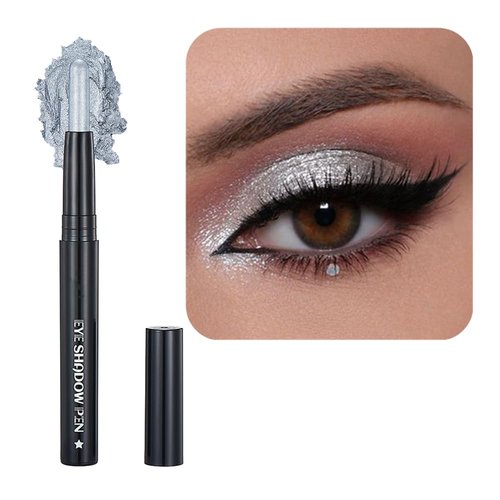 SAUBZEAN Silver Gray Eyeshadow Stick Makeup, Cream Shimmer Eye Shadow Pencil, Hypoallergenic Waterproof Long Lasting Crayon, Smooth Glitter Primer Palette Eyeliner Make up