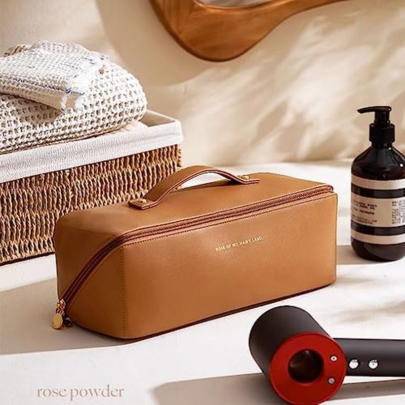 Linpr Travel Storage Bag suitable for Dyson Airwrap Styler/shark flexstyle, Portable Handheld Travel Case, Double Compartments Organizer with Large Opening, Waterproof Hair Dryer Carrying Case (Brown)