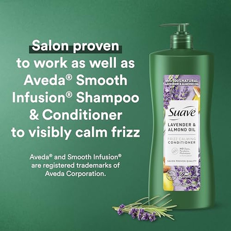 Suave Natural Lavender & Almond Oil Conditioner, Anti Frizz, No Dyes, No Parabens, No Phthalates, 28 oz Pack of 4