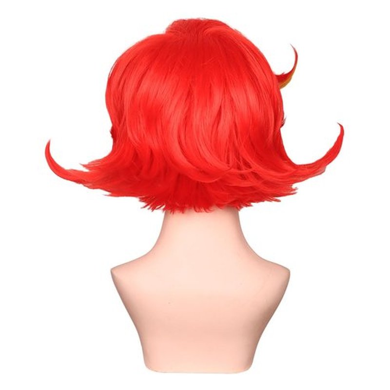 FantaLook Medium Red with Yellow Cosplay Wig for Women Halloween Costume