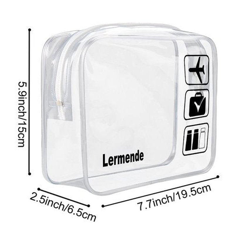 Lermende Clear Travel Pouch, Clear Travel Makeup Bag, TSA Approved Travel Liquid Bag for Women Men, Carry On Airport Airline Compliant Bag Quart Sized 3-1-1 Pouch (Black Clear)
