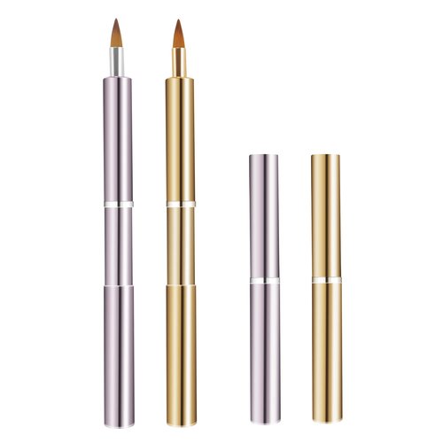 Unaone 2 PCS Lip Brush for Lipstick, Portable Retractable Lip Brush Applicators for Lipstick Lip Gloss Lip Concealer Makeup Brushes Tool (Pink/Gold)