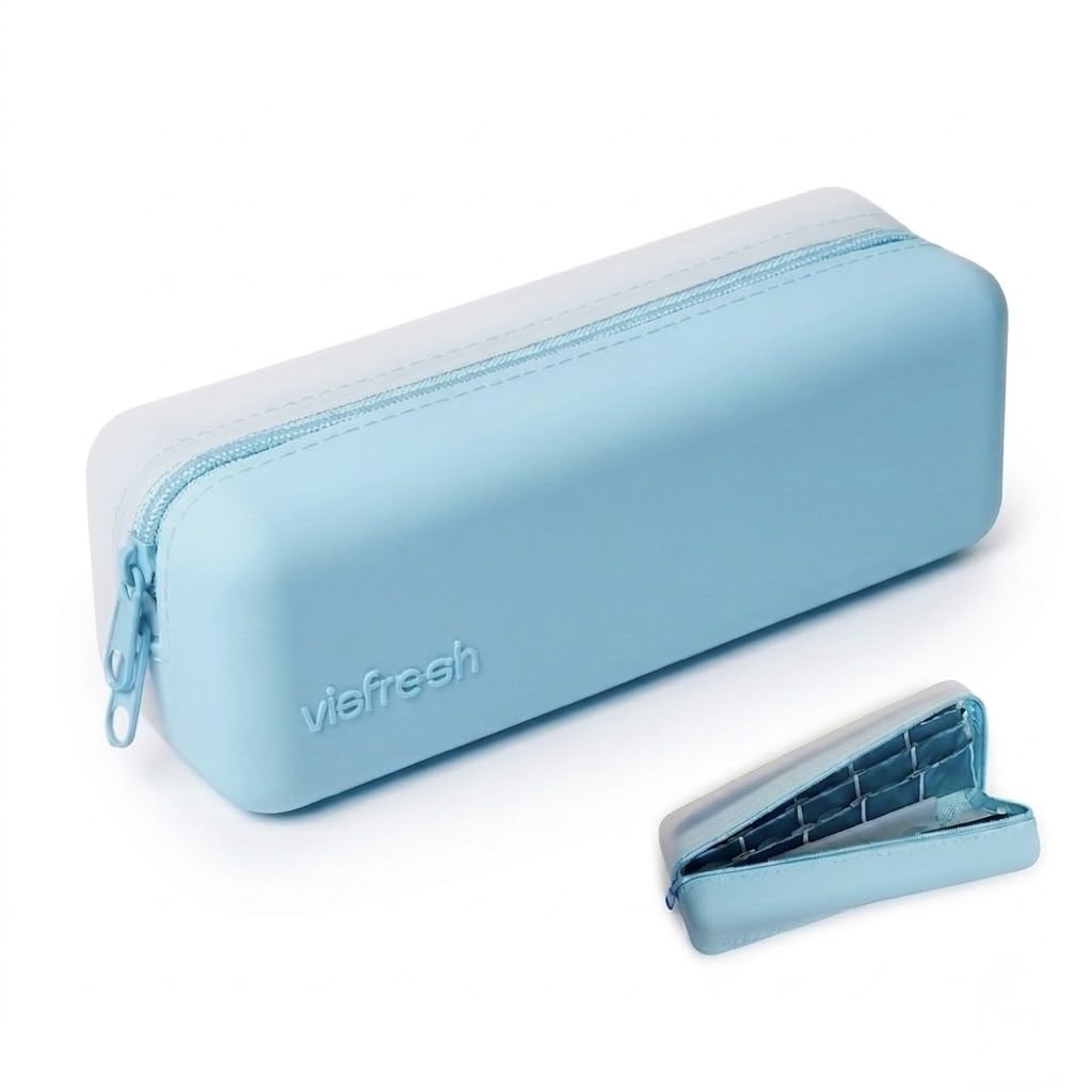 Visfresh Daily Contact Lens Travel Case, R&L Labels, 30-Lens Holder (Blue)