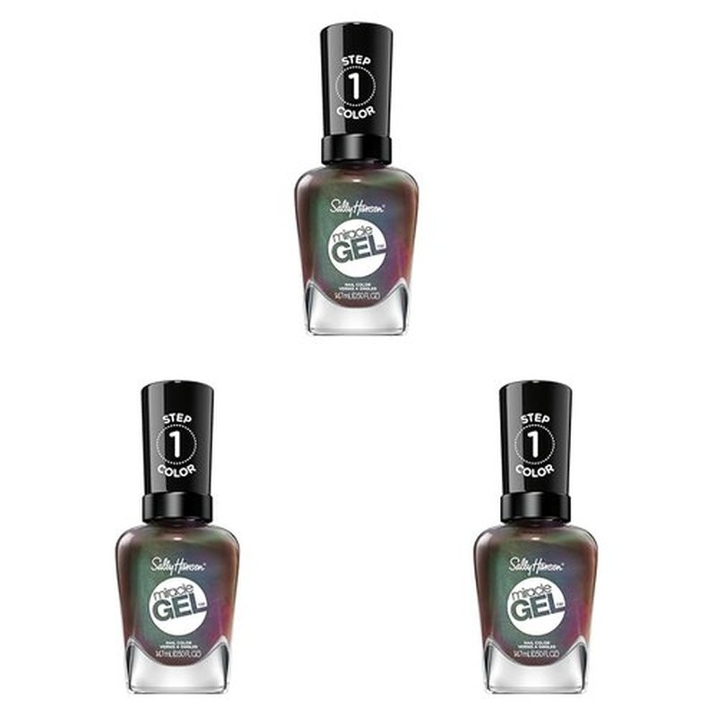 Sally Hansen Miracle Gel™, Holllaa-Gram, Long Lasting, Gel-Like Formula, No UV Lamp Needed, Brown Metallic Nail Polish (Pack of 3)