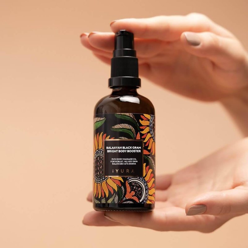 iYURA Balaayah Black Gram Bright Body Booster | Body Oil for Crepey, Mature Skin | Firms the look of Sagging Skin on the Arms & Legs | Long-Lasting Intense Moisturization | 3.38 fl oz (100 ml)