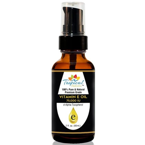 Tropical Holistic Vitamin E Oil, 100% Pure Max Strength 75,000 IU Vitamin E, Antioxidant Rich Skincare Oil for Face, Hair, Body & Nails, 2 oz