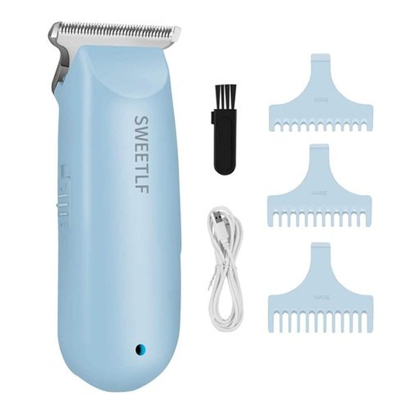 SweetLF Hair Trimmer, Mini Hair Clippers with 3 Guide Combs, USB Rechargeable Portable Hair Clippers for Men Women Baby Pet, Blue (Blue)