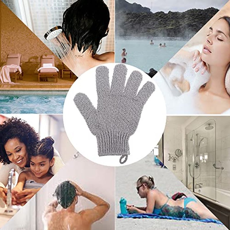 2 Pairs Bath Exfoliating Gloves for men and women – CLEEDY 4 Pcs Heavy and Large Exfoliating Gloves Scrubbing for Shower, Spa, Massage - Scrub Exfoliating Mitts for Body, Face, Hand and Foot (black)