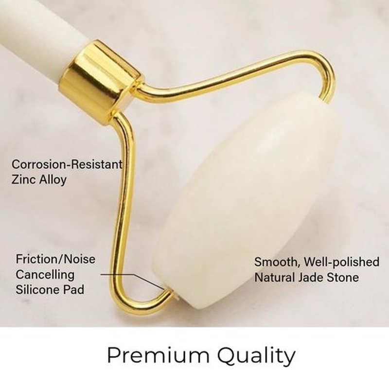 Face Roller Jade Roller for Face, Eye & Neck Skin Care, 100% Genuine Jade Stone Facial Roller Massager, Eye Roller for Puffy Eyes, Facial Rollers for Aging Skin, Facial Self Care for Women(White)