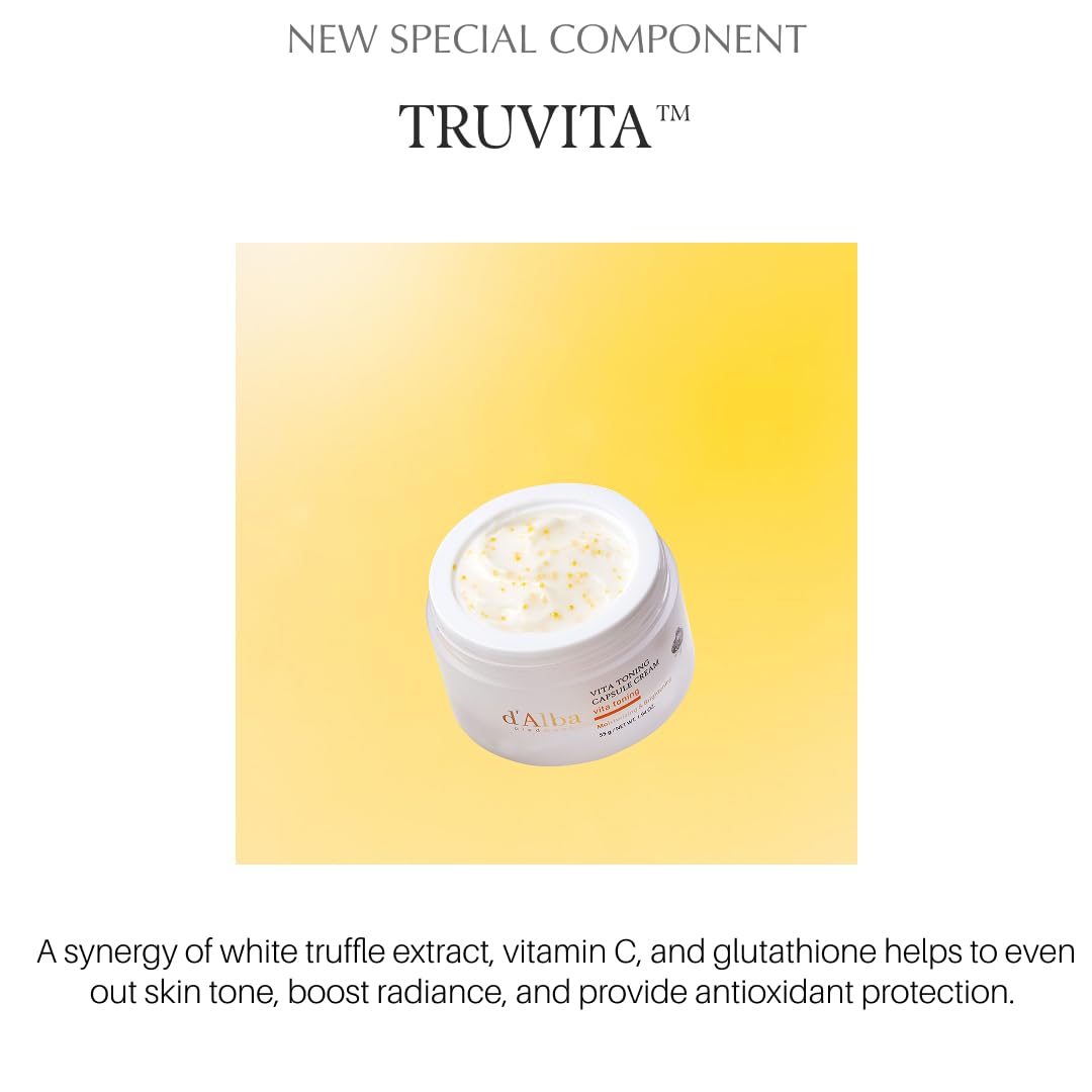 d'alba Piedmont Italian White Truffle Oil Capsule Cream, Glass Skin with Vita-Cera Oil Capsules, Deep Hydration Face Moisturizer (1.94 oz.)