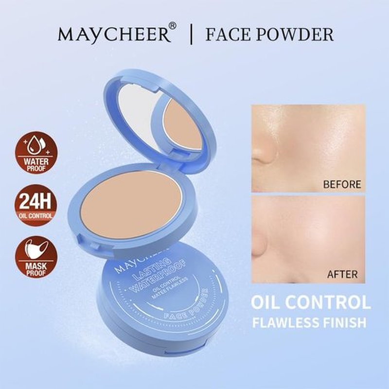 Oil Control Face Pressed Powder, Matte Perfection Pressed Powder, Waterproof Long Lasting Lightweight Finish Setting Face Powder, Cruelty-free, 0.35Oz (01# Classic ivory, One Size)