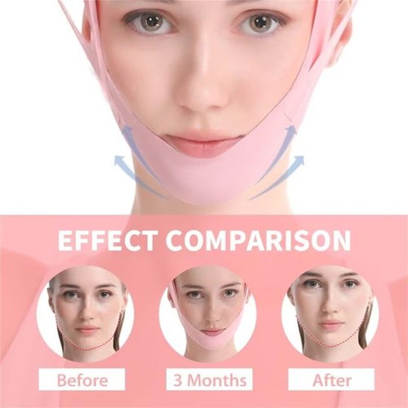 Habodd Chin Strap for Sleeping Face Lift Reusable V Line Mask Chin Strap for Double Chin Facial Shaping Belt Jawline Shaper Face Tightener Jaw Exerciser Face Lifting Anti Sagging Pink