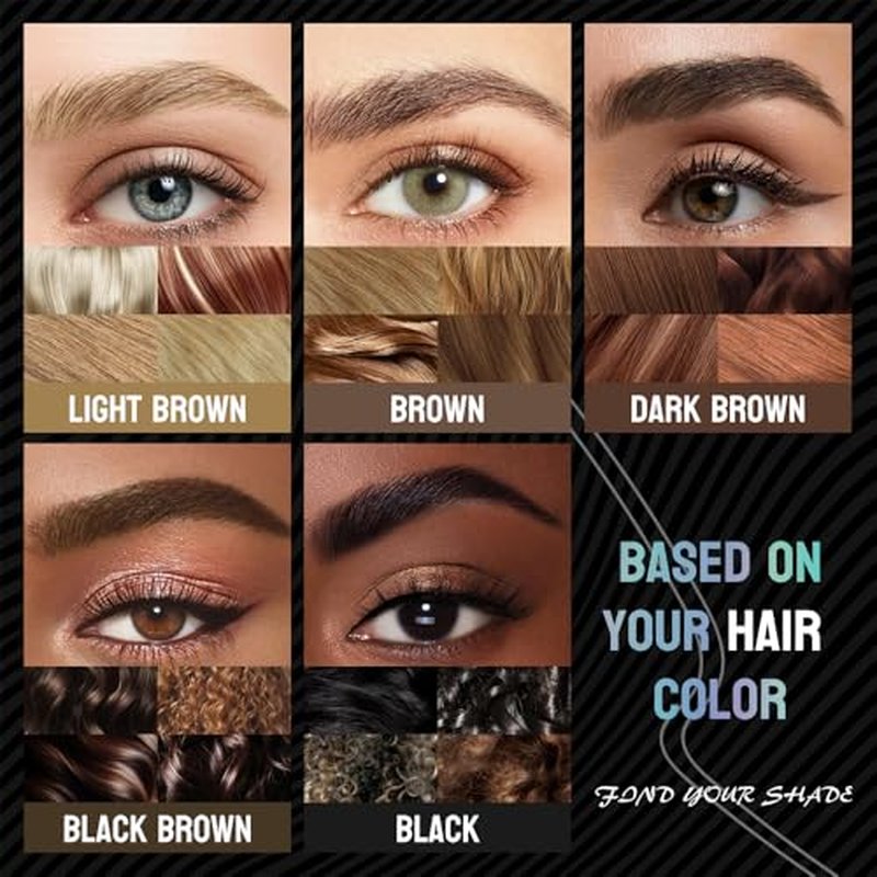 2-in-1 Double-ended Eye Brow Pencils with 2 Tips and Precise Brush Tip, Waterproof Last All-Day, Microblading Eyebrow Pen (Black)
