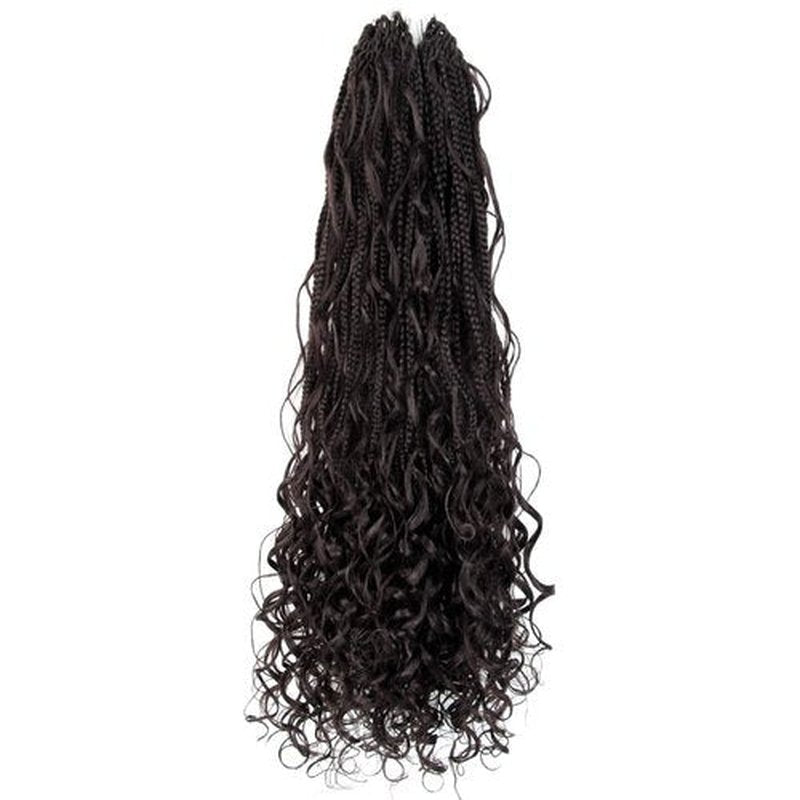 Niseyo Goddess Box Braids Crochet Hair 22 Inch 8 Packs Long Crochet Box Braids Pre Looped Curly Ends Boho Style Synthetic Hair (4#/Brown)