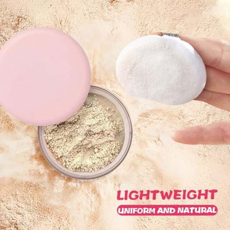 Blurring Setting Powder, 2024 Upgrade Pink Setting Powder Makeup Waterproof Setting Powder for All Skin Tones (01#, M)
