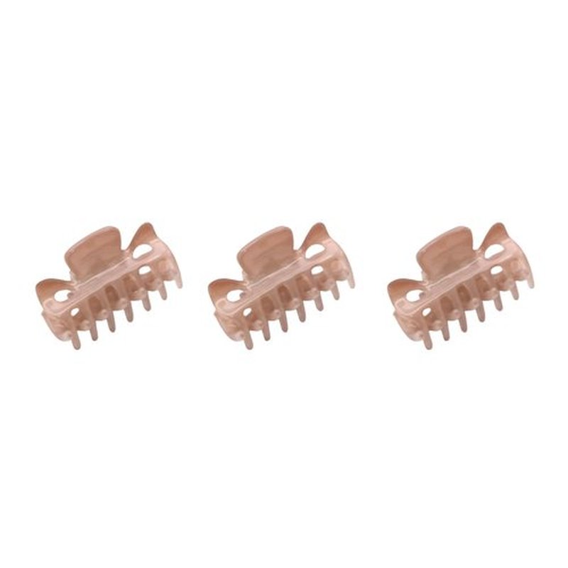 Parcelona French Classic Very Small 1 1/2" Claw Clips with Tight Spring Set of 3 Girls Hair Jaw Claw Clips Durable Styling Women Hair Accessories, Made in France (Blush Pink)
