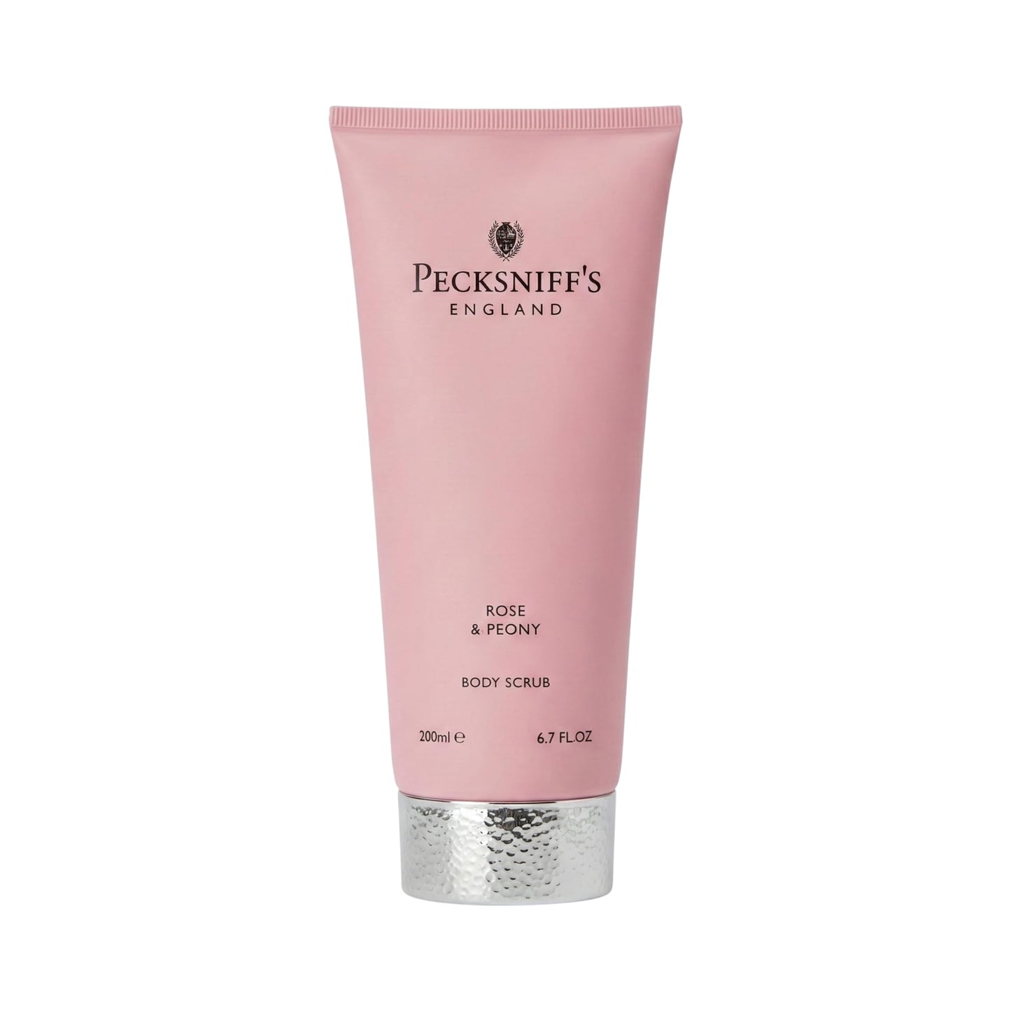 Pecksniff’s Rose and Peony Body Scrub 200ml, Gentle Exfoliating Body Polish with Floral Scent, Creamy Sugar Scrub for Smooth Soft Skin, Shower Exfoliator for Dry Dull Skin, UK Bath and Body