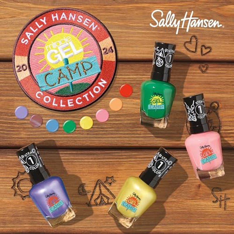 Sally Hansen Miracle Gel™, Summer Camp Let's Go Glamping, Long Lasting, Gel-Like Formula, No UV Lamp Needed, Pink Nail Polish