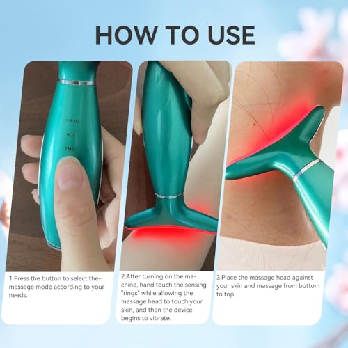 ZEXIYP Neck Face Massager, Facial Massager for Double Chin, 3 Modes, Face Sculpting Tool with Thermal and Vibration (Green)