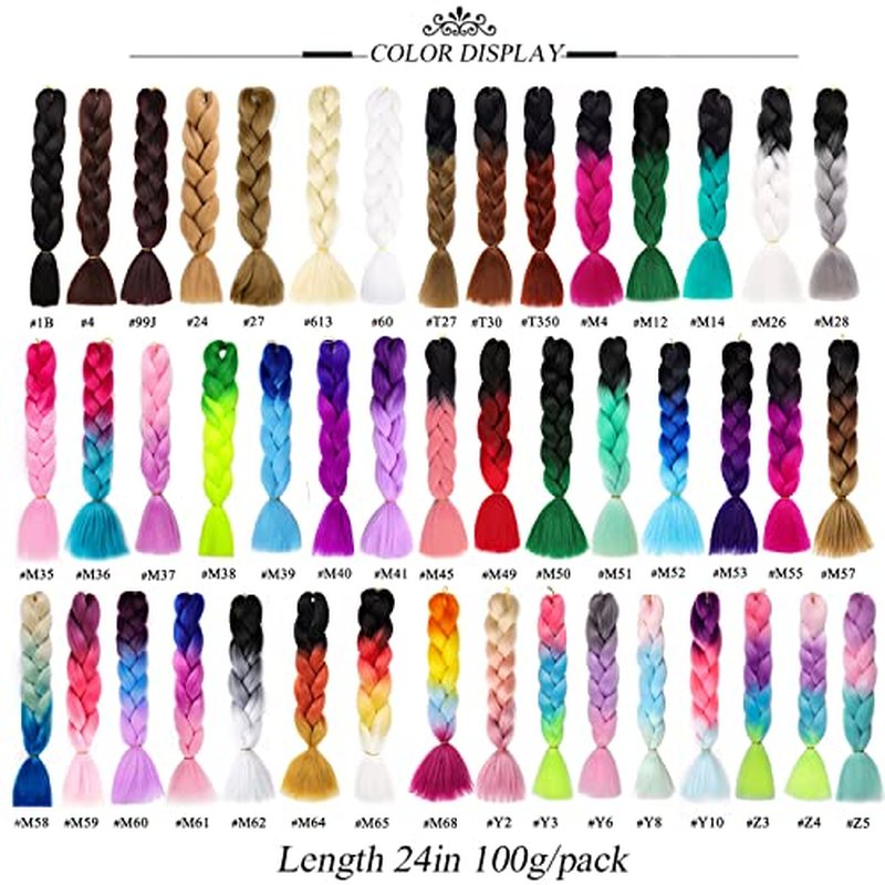 Black and White Braiding Hair Extensions White Jumbo Braiding Hair 24inch 6Packs Soft Synthetic Hair Extensions for Box Braids #Black-Grey-White