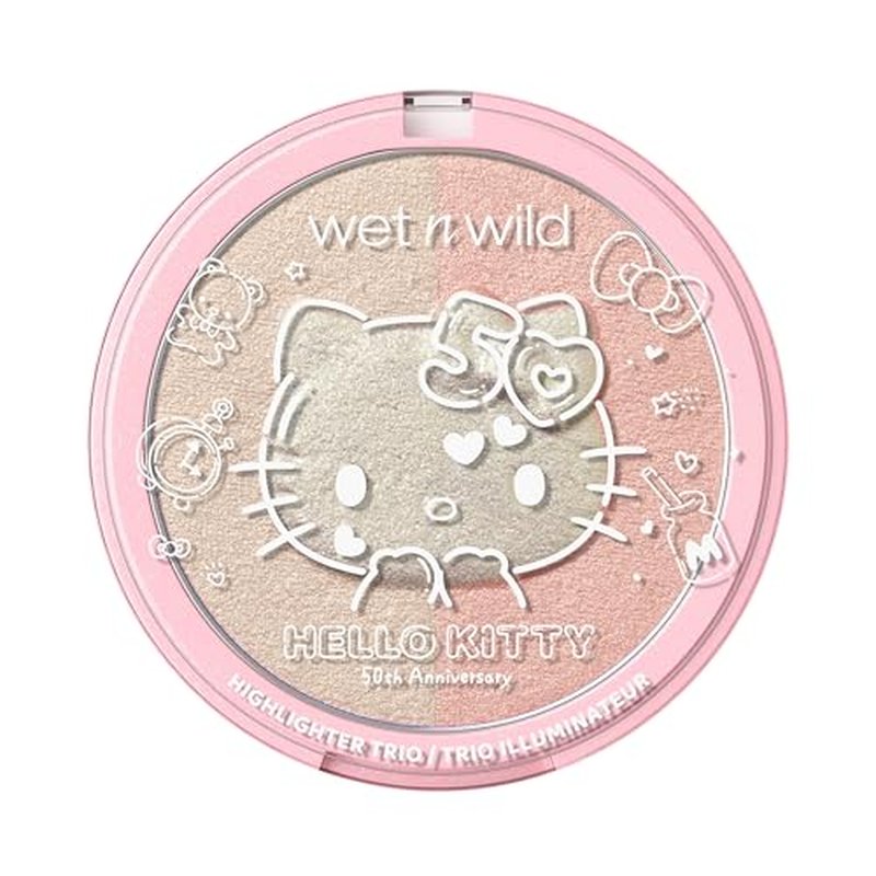 wet n wild Hello Kitty Highlighter Trio, Multi-Dimensional Glow with Iridescent Pearls, Silky-Smooth Buildable & Blendable Formula, Cruelty-Free & Vegan - Forever Star