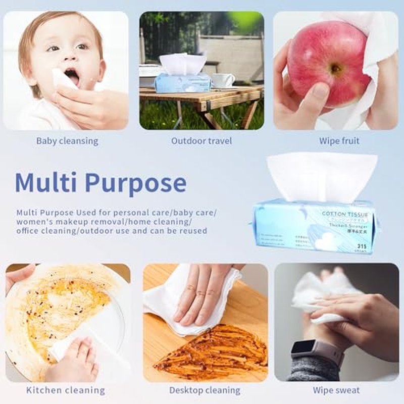 Yacey Face Towels, Disposable Face Towel, Ultra Soft & Thick Biodegradable Face Towelettes Disposable Lint- free Facial Tissue for Cleansing, Skincare and Makeup Wipes Remover, Dry Wipes, 70 Count