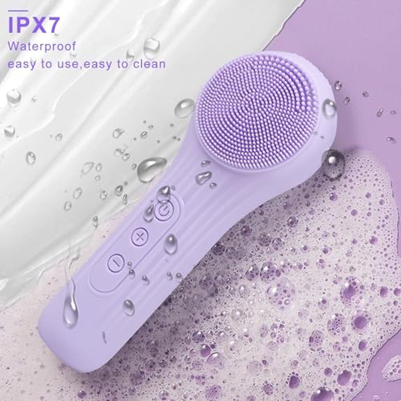 Feoflen Silicone Face Scrubber Exfoliator, Silicone Face Wash Brush for Men & Women, Ipx7 Waterproof Rechargeable Facial Cleaner for Deep Cleansing, Exfoliating, Massage Face Scrubber (Black)