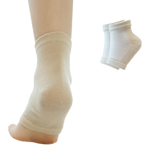 FOOTINSOLE.COM Moisturizing Gel Heel Socks to Repair Dry Cracked Heel - Soften, Soothe, and Revitalize Your Feet, for Men and Women (BEIGE, 1 pair)