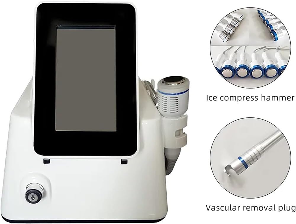 MAHWER 2in 1 Spider Varicose Vein Removal Device with 980NM Probe and Ice Hammer, 15ms-100ms Pulse Output and 650nm Indicating Light Wavelength, for Home Salon