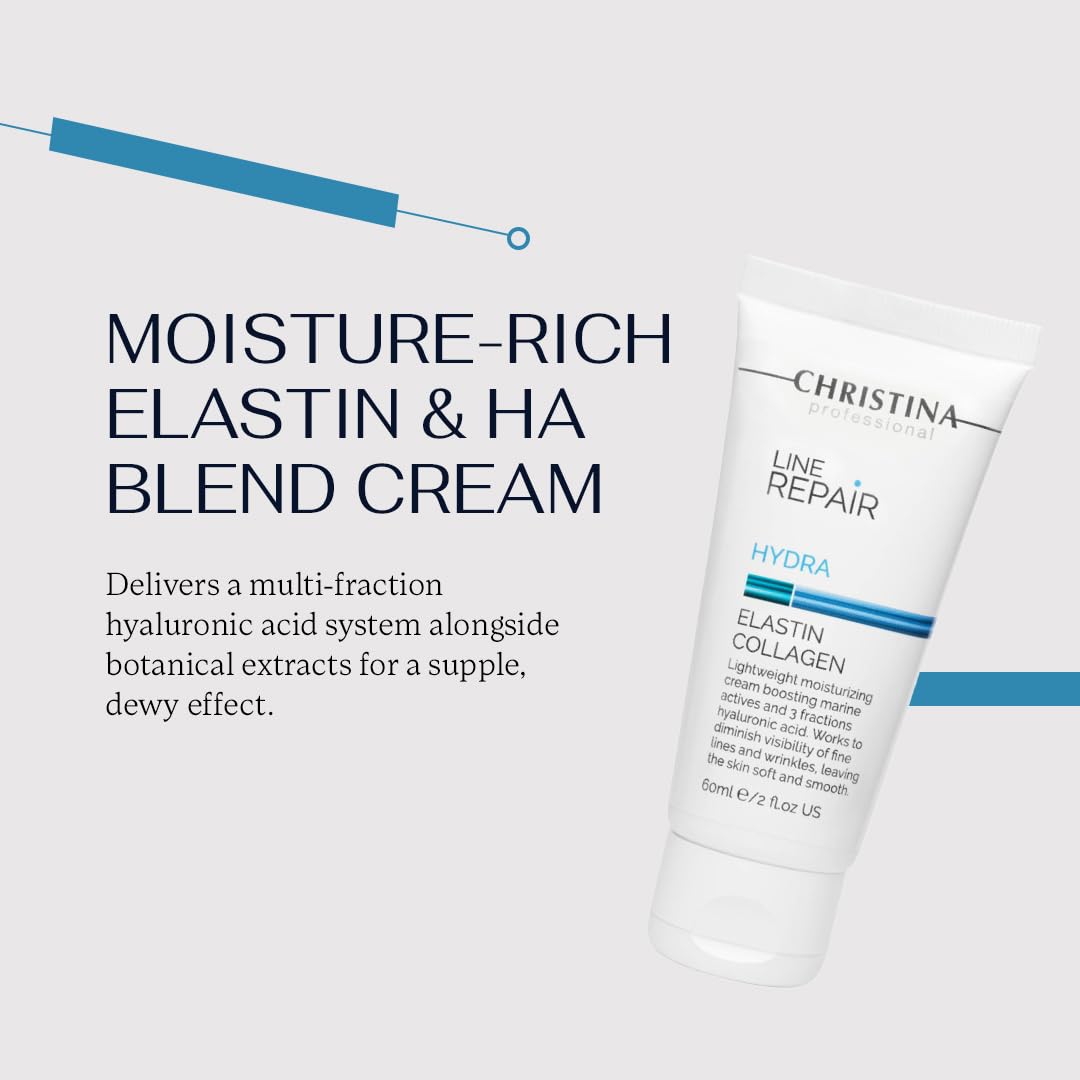 Christina - Collagen Face Moisturizer with Hyaluronic Acid – Marine Restore Cream for Hydration, Wrinkle Reduction, and Skin Firming – Lightweight Anti-Wrinkle Facial Cream for Ages 20-50+ - 60 ml