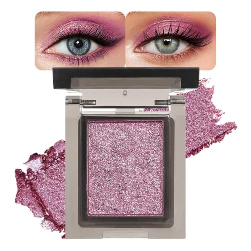 Eyeshadow Single Rose Gold Shimmer, High-Pigment Monochrome Eye Shadow Pressed Powder, Everyday Velvety Silky Eye Makeup Looks, Professional Long-Lasting Waterproof Single Eyeshadow Palette, 03#