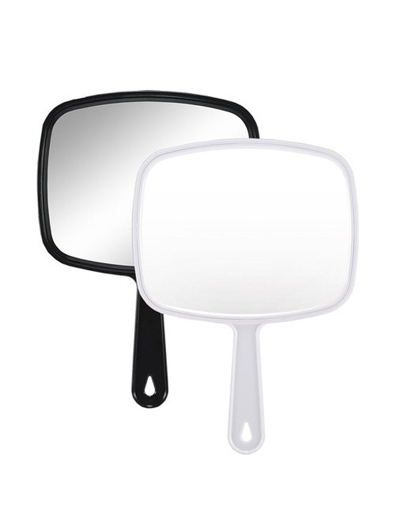 Gladmart Hand Mirror Salon Barber Hairdressing Handheld Mirror with Handle(Square,Black and White,7.4 x 10.3 inches), 2PCS, Black&white