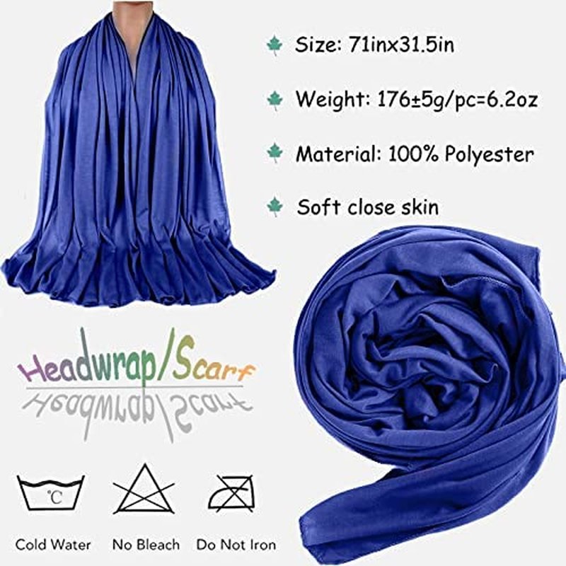 ZRQ 5 Pieces Knit Headscarf African Hair Scarf Jersey Turban Tie Headwraps Extra Long Soft Lightweight Comfortable for Black Women (Black,Bright Burgundy,Army Green,Denim Blue,Dark Gre)