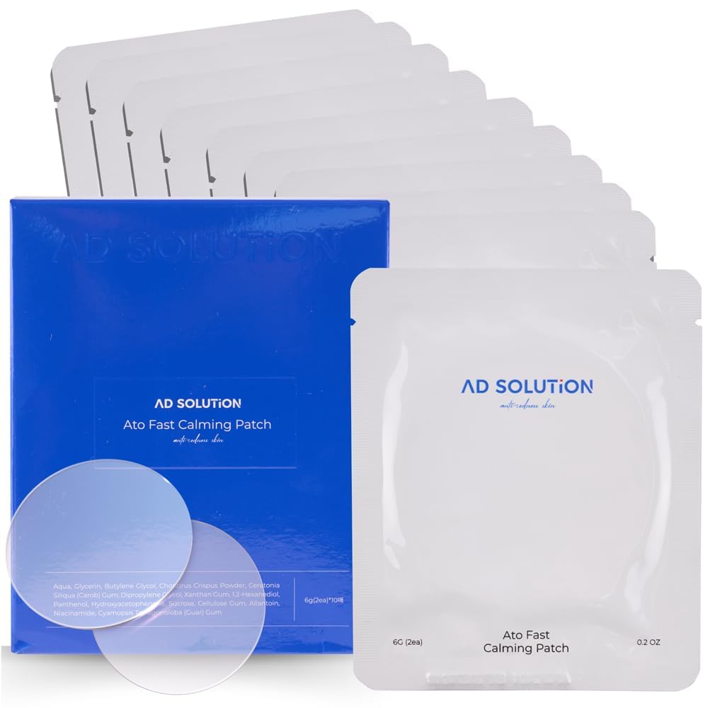 AD SOLUTION Ato Fast Calming Patch for Skin Redness, Itching & Flare-Ups – Soothing Hydrogel for Sensitive Skin with Cica & Panthenol – 10 Pairs