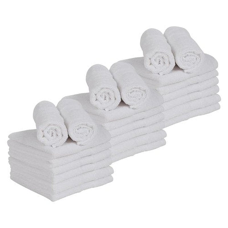 Casa Lino 24 Pack Wash Cloths Set, (12" X12) 100% Cotton wash Cloths, wash Cloths for Your face and Body, Highly Absorbent & fingertip Soft wash Cloths for Your face and Body, White