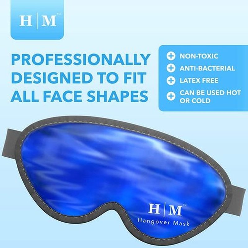 Gel Eye Mask- H M Mask- Reusable Cold Eye Mask with Adjustable Straps- Our Soothing Eye Gel Mask Helps Puffy Eyes, Dark Circles and Hangovers - Our Eye Ice Pack Also Relieves Sinus Pain & Headaches