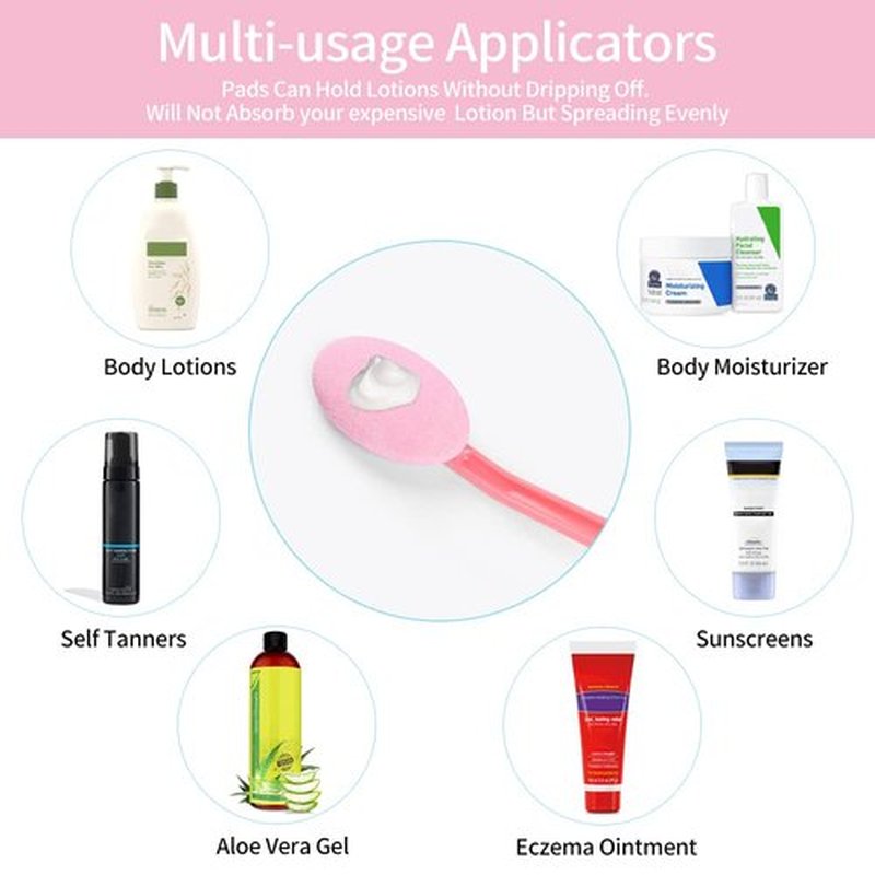 2 PCS Body Lotion Applicator Back Washer for Shower, Eyxformula Long Handle Self Tanning Back Applicator Back Lotion Applicators, Back Moisturizer Sunscreen Applicator