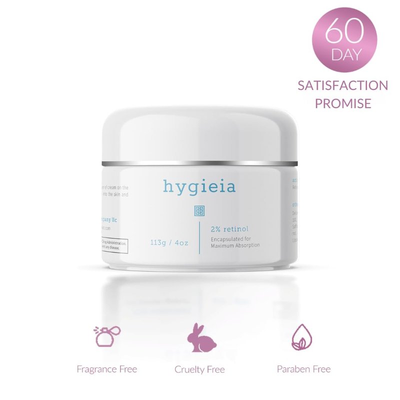 Hygieia Encapsulated 2% Retinol Cream - Anti-Wrinkle Liposomal Formula for Face, Neck & Body | 4oz, Deep Absorption, Firming & Lifting