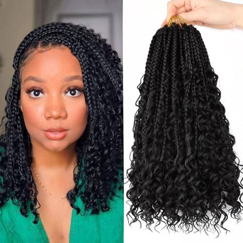 14 Inch Goddess Box Braids Crochet Hair for Black Women 8 Packs Crochet Box Braids Pre-looped Boho Box Braids Crochet Braids Synthetic Braiding Hair Extension #2