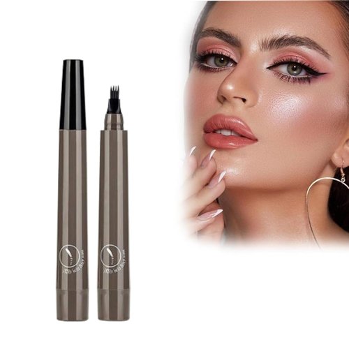 Microblading Eyebrow Pencil, 2024 NEW Magic Eyebrow Tattoo Pencil 4 Fork Tip, Create Natural Hair-Like Brows, Waterproof Brow Pencil with Micro-Fork Tip (Gray Brown)