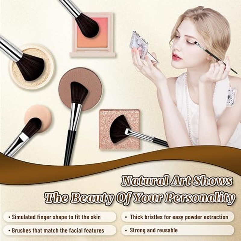 Makeup Brush Set, 14 Pcs Makeup Brushes with 2 Beauty Blenders, Travel Makeup Brush Set for Foundation, Concealer, Blush and Eyeshadow Brush(Black)