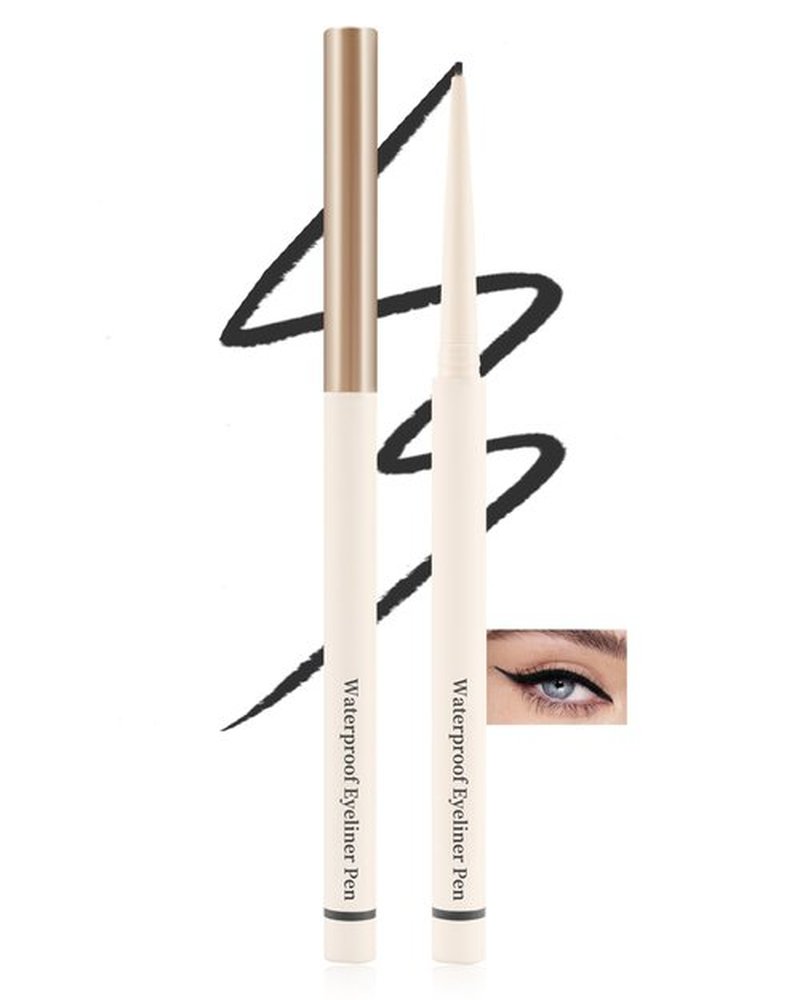 Black Matte Eyeliner Gel Pencil, Waterline Eyeliner Waterproof Smudge Proof, Ultra-Fine Tip, Cream Smooth Texture, Quick-Drying Long-Lasting, High Pigmented Eye Liner Pen Makeup, Delineador De Ojos-01