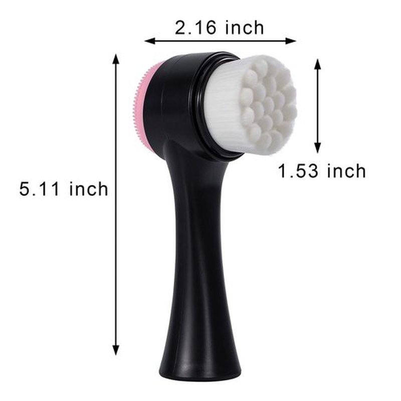 Beomeen Face Brush 2 in 1, Facial Cleansing Exfoliating Scrubber Brush, Silicone Double Side Face Wash Scrub Brush with Super Soft Bristles for Deep Pore Cleansing, Massaging, Skincare Makeup Removal