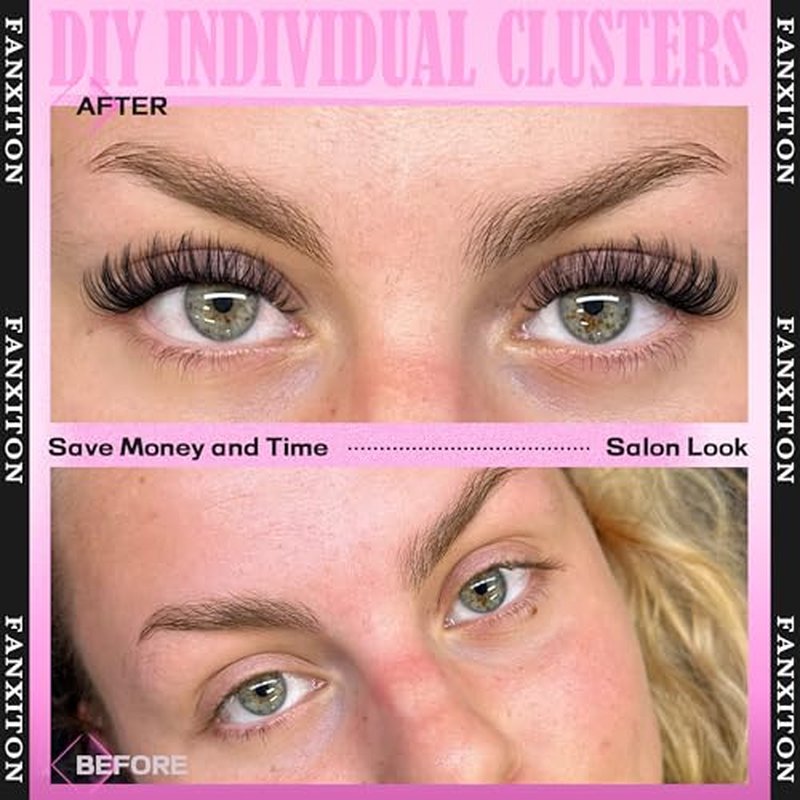 FANXITON Lash Clusters Wispy 30D+40D Lashes Clusters 400pcs Eyelash Clusters D Curl Natural Cluster Eyelash Extensions 9-16mm Mix Individual Lashes for Beginners