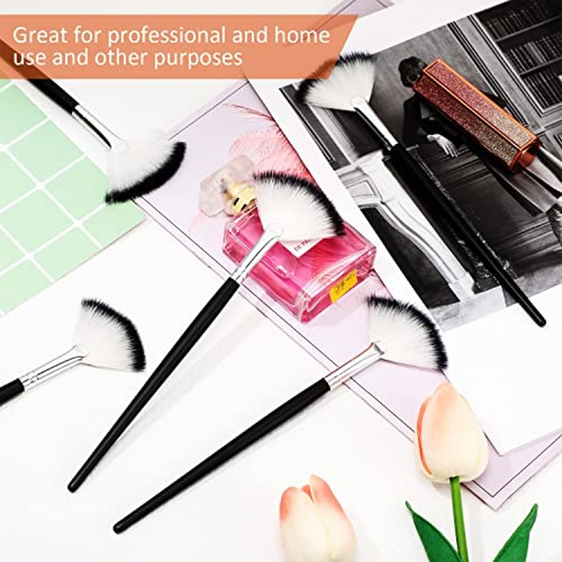 9 Pieces Facial Brushes Fan Mask Brushes, Soft Facial Applicator Brushes Tools for Peel Glycolic Mask Makeup for Mud Cream (Black and Silver)
