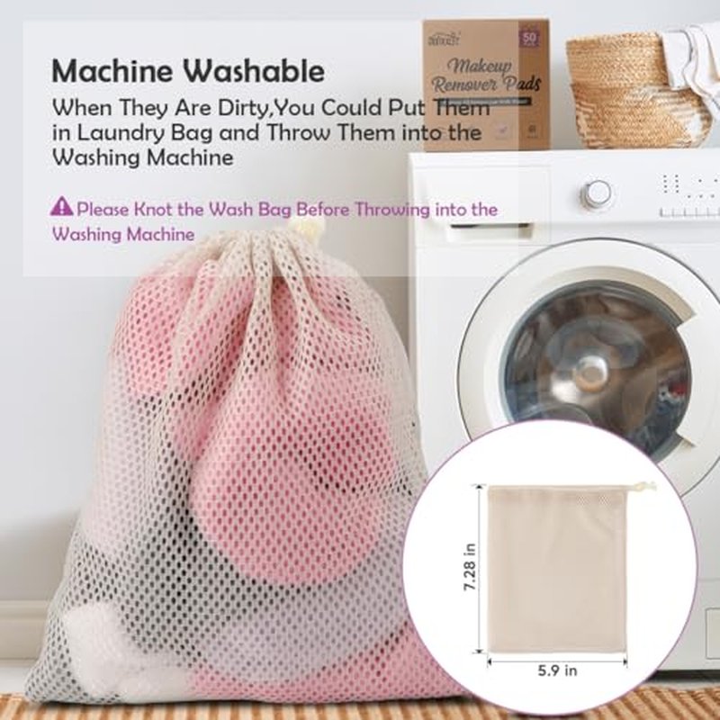HOMEXCEL Reusable Makeup Remover Pads 50 Pack-Makeup Remover Cloth Face Pads for Facial Cleansing-Soft Cotton Rounds for All Skin Types with Laundry Bag (Grey-White-Purple-Pink)